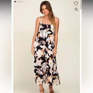 Black Floral Sleeveless Maxi Dress